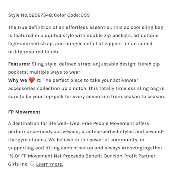 FREE PEOPLE MOVEMENT QUILTED PRINT SLING BELT BAG NWT - Picture 9 of 10